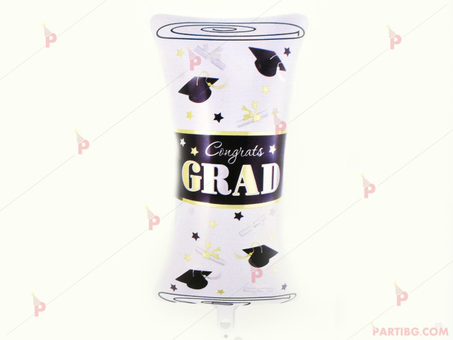 Фолиев балон Свитък с надпис Честито Завършване / Congrats Grad | PARTIBG.COM
