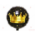 Фолиев балон кръгъл черен със златна корона | PARTIBG.COM