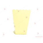 Кофички за пуканки/чипс 3бр. едноцветни без декор в светло жълто | PARTIBG.COM