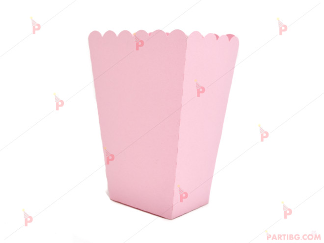 Кофички за пуканки/чипс 3бр. едноцветни без декор в розово | PARTIBG.COM
