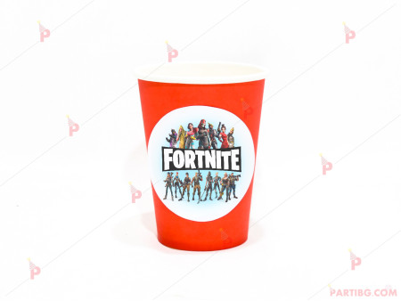 Чашки едноцветни в червено с декор Фортнайт / Fortnite