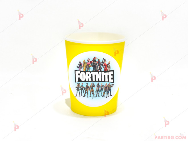 Чашки едноцветни в жълто с декор Фортнайт / Fortnite | PARTIBG.COM