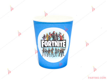 Чашки едноцветни в синьо с декор Фортнайт / Fortnite