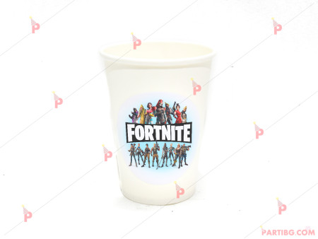 Чашки едноцветни в бяло с декор Фортнайт / Fortnite