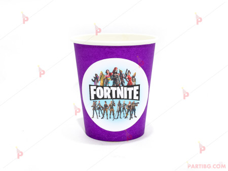 Чашки едноцветни в лилаво с декор Фортнайт / Fortnite