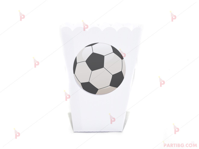 Кофичка за пуканки/чипс с декор футболна топка в бяло | PARTIBG.COM
