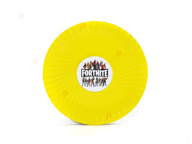 Чинийки едноцветни в жълто с декор Фортнайт / Fortnite | PARTIBG.COM