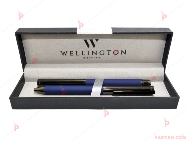 Комплект 2 броя луксозни химикали в куия в син цвят - Wellington | PARTIBG.COM