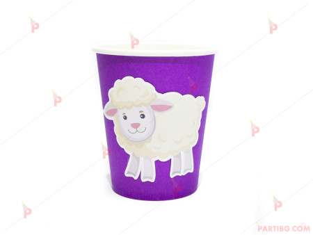 Чашки едноцветни в лилаво с декор Овца