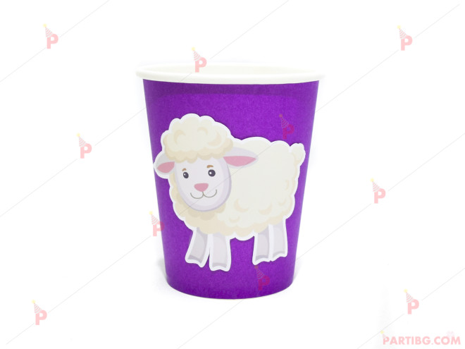 Чашки едноцветни в лилаво с декор Овца | PARTIBG.COM