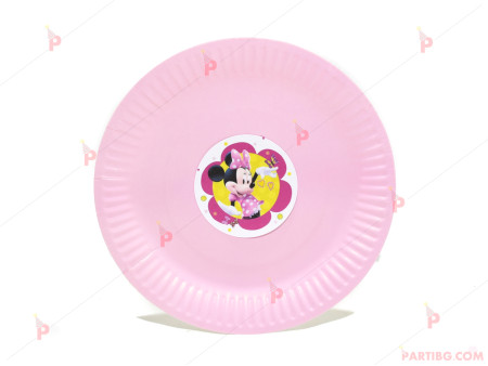 Чинийки едноцветни в розово с декор Мини Маус / Minnie Mousee