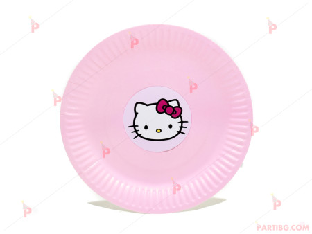 Чинийки едноцветни в розово с декор Кити / Hello Kitty 2
