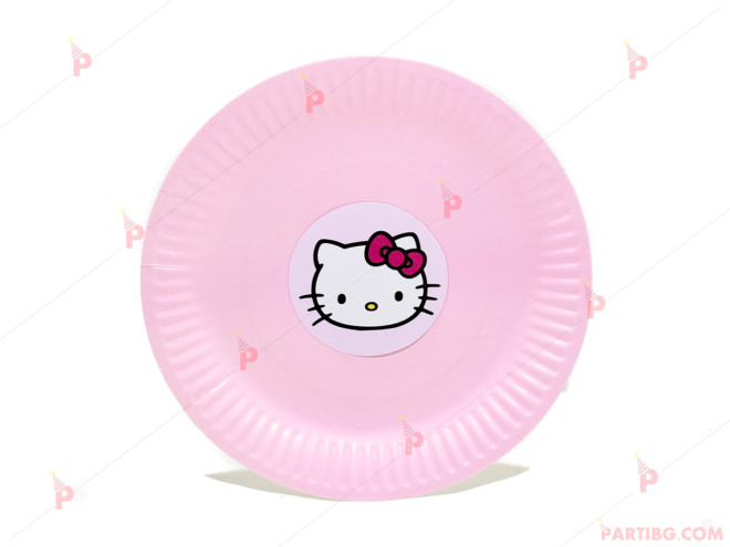 Чинийки едноцветни в розово с декор Кити / Hello Kitty 2 | PARTIBG.COM
