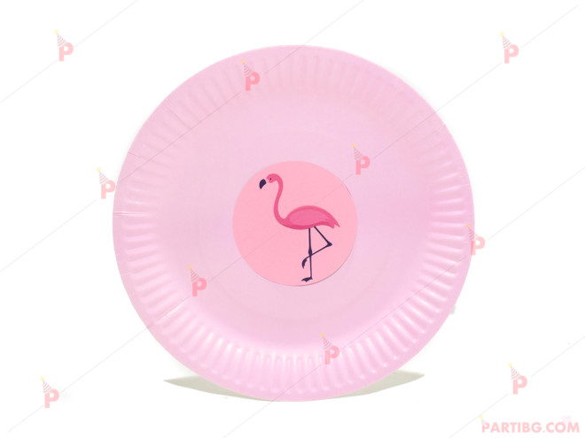 Чинийки едноцветни в розово с декор Фламинго 2 | PARTIBG.COM