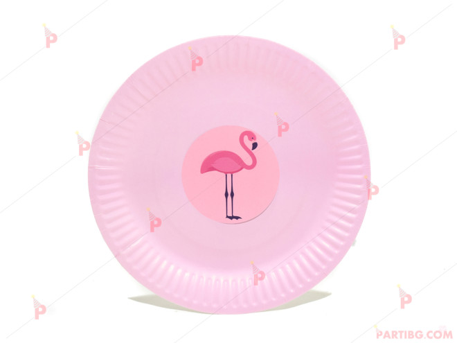 Чинийки едноцветни в розово с декор Фламинго | PARTIBG.COM