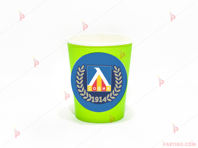 Чашки едноцветни в зелено с декор Левски | PARTIBG.COM