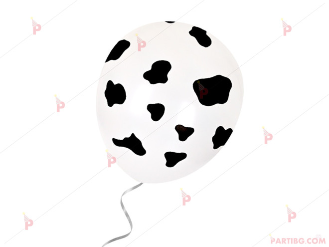 Балони 5бр. бели с черни петна /кравичка, далматинец/ | PARTIBG.COM