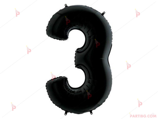 Фолиев балон цифра "3" - черен 1м. | PARTIBG.COM