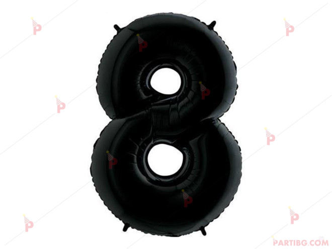Фолиев балон цифра "8" - черен 1м. | PARTIBG.COM