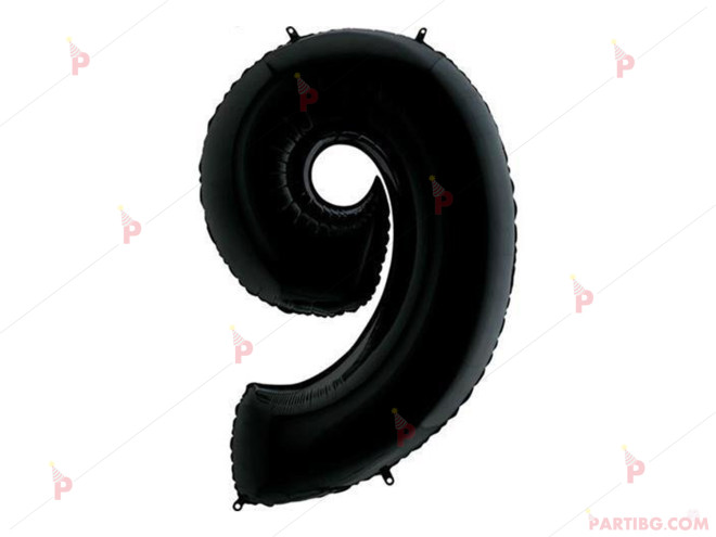 Фолиев балон цифра "9" - черен 1м. | PARTIBG.COM