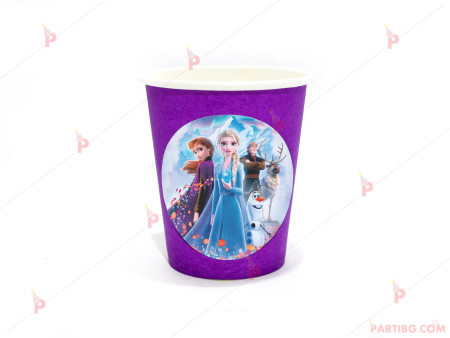 Чашки едноцветни в лилаво с декор Леденото кралство 2 / Frozen 2