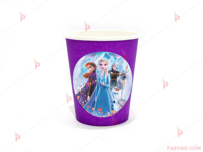 Чашки едноцветни в лилаво с декор Леденото кралство 2 / Frozen 2