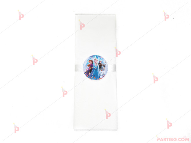 Салфетка едноцветна в бяло и тематичен декор Леденото кралство 2 / Frozen 2 | PARTIBG.COM