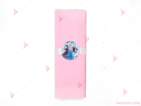 Салфетка едноцветна в розово и тематичен декор Леденото кралство 2 / Frozen 2