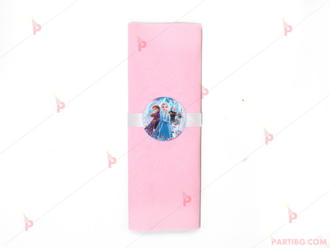 Салфетка едноцветна в розово и тематичен декор Леденото кралство 2 / Frozen 2 | PARTIBG.COM