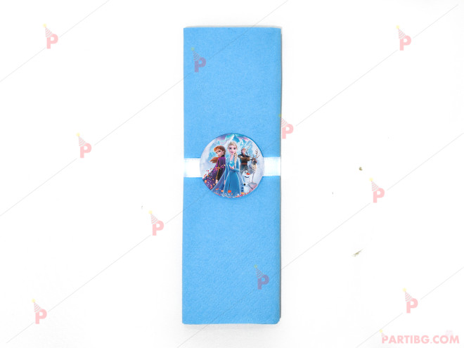 Салфетка едноцветна в синьо и тематичен декор Леденото кралство 2 / Frozen 2 | PARTIBG.COM