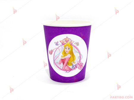 Чашки едноцветни в лилаво с декор Аврора / Спящата красавица