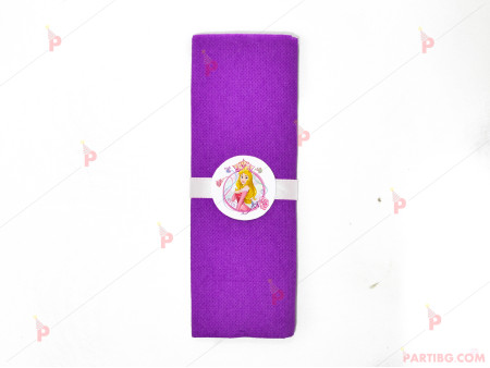Салфетка едноцветна в лилаво и тематичен декор Аврора / Спящата красавица