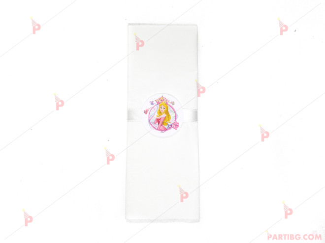 Салфетка едноцветна в бяло и тематичен декор Аврора / Спящата красавица | PARTIBG.COM