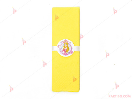 Салфетка едноцветна в жълто и тематичен декор Аврора / Спящата красавица