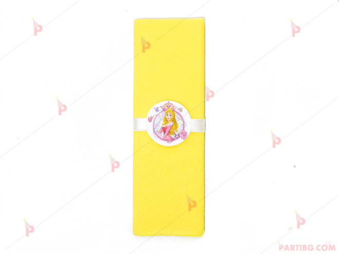 Салфетка едноцветна в жълто и тематичен декор Аврора / Спящата красавица | PARTIBG.COM