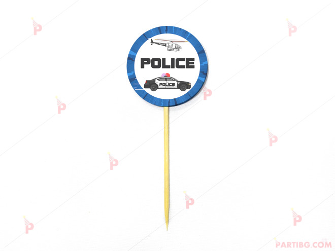 Топер за кексче/мъфин с декор Полицейска кола | PARTIBG.COM