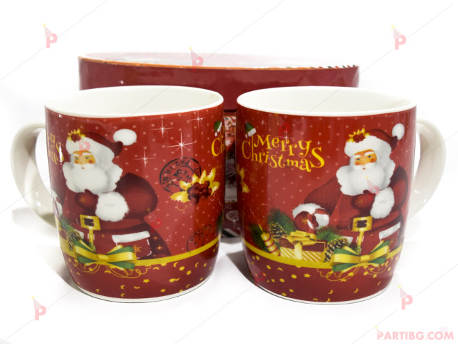 Коледни чаши за чай к-т 2бр. в подаръчна кутия | PARTIBG.COM