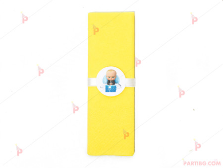 Салфетка едноцветна в жълто и тематичен декор  Бебе Бос / The Boss Baby