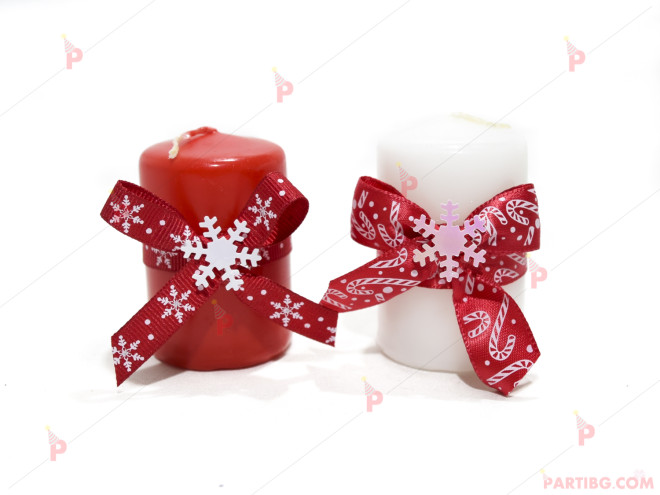 Коледна свещ малка с декорация (различни цветове) | PARTIBG.COM