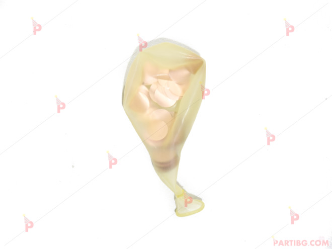 Балони 5бр. прозрачни с конфети розово злато | PARTIBG.COM
