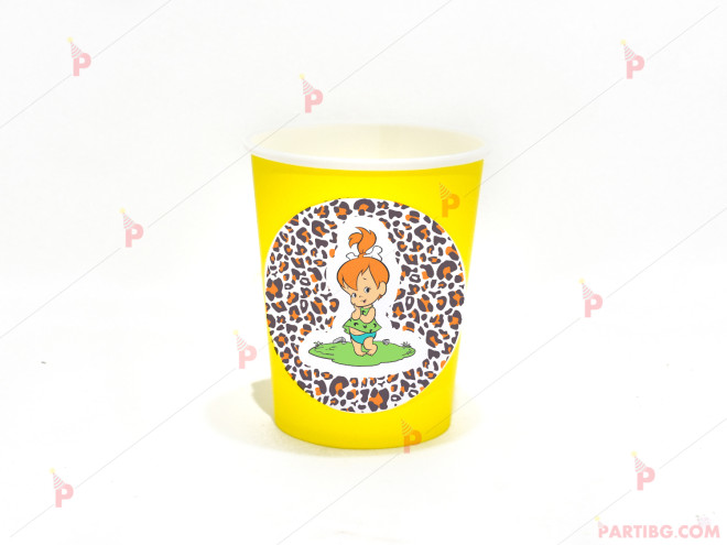 Чашки едноцветни в жълто с декор Пебълс - Семейство Флинстоун / The Flinstones | PARTIBG.COM