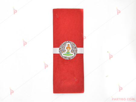 Салфетка едноцветна в червено и тематичен декор Пебълс - Семейство Флинстоун / The Flinstones