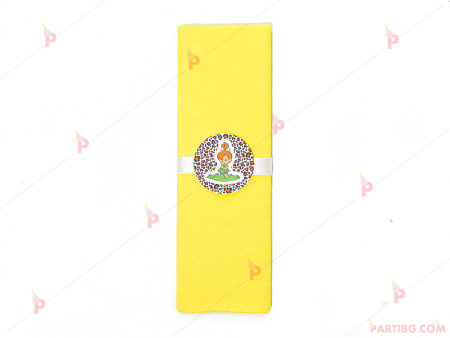 Салфетка едноцветна в жълто и тематичен декор Пебълс - Семейство Флинстоун / The Flinstones
