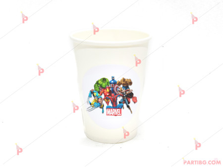 Чашки едноцветни в бяло с декор Отмъстителите