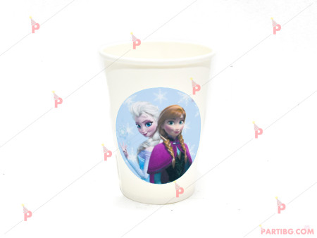 Чашки едноцветни в бяло с декор Елза и Ана / Леденото кралство