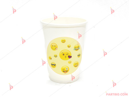 Чашки едноцветни в бяло с декор Усмивки / Emoji