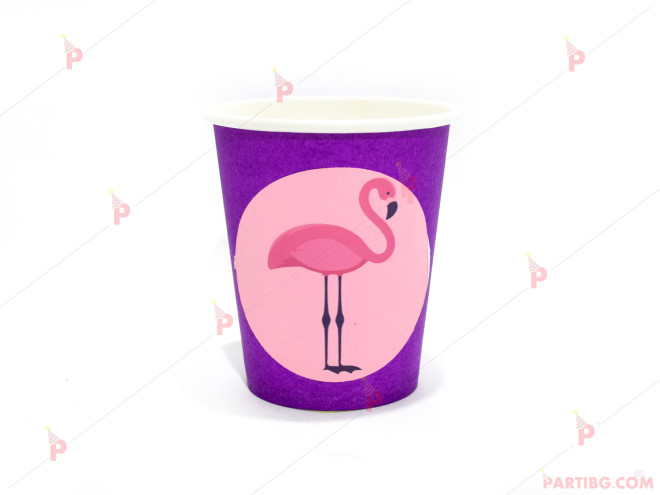 Чашки едноцветни в лилаво с декор Фламинго | PARTIBG.COM