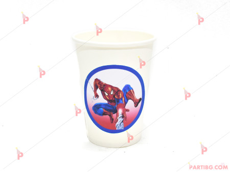 Чашки едноцветни в бяло с декор Спайдърмен