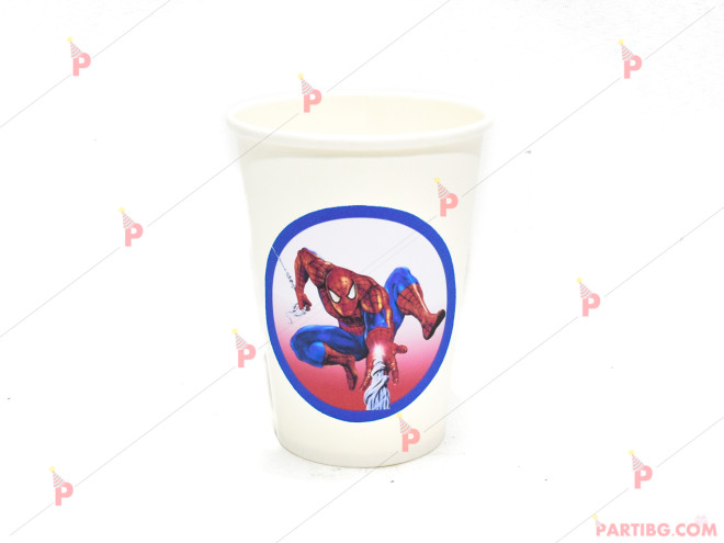 Чашки едноцветни в бяло с декор Спайдърмен | PARTIBG.COM
