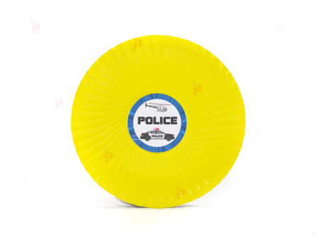 Чинийки едноцветни в жълто с декор Полицейска кола
